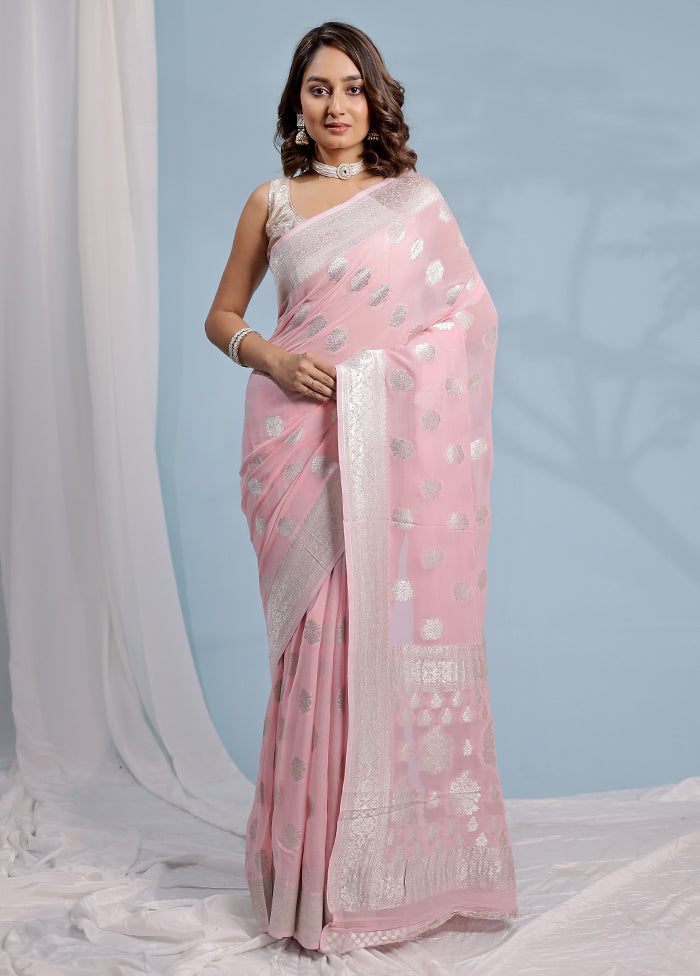 Pink Georgette Saree With Blouse Piece - Indian Silk House Agencies