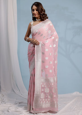 Pink Georgette Saree With Blouse Piece - Indian Silk House Agencies