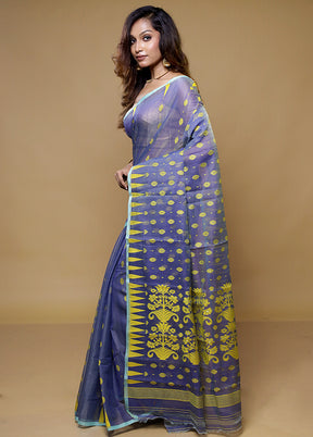 Grey Tant Jamdani Saree Without Blouse Piece