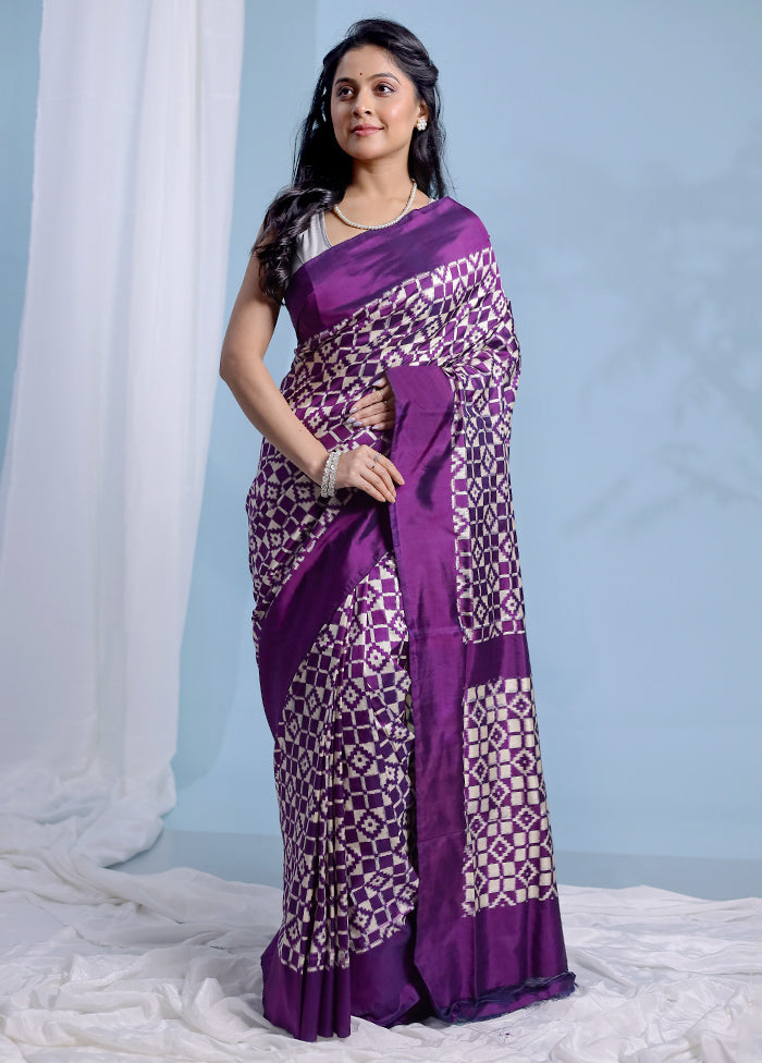 Purple Tissue Pure Silk Saree With Blouse Piece