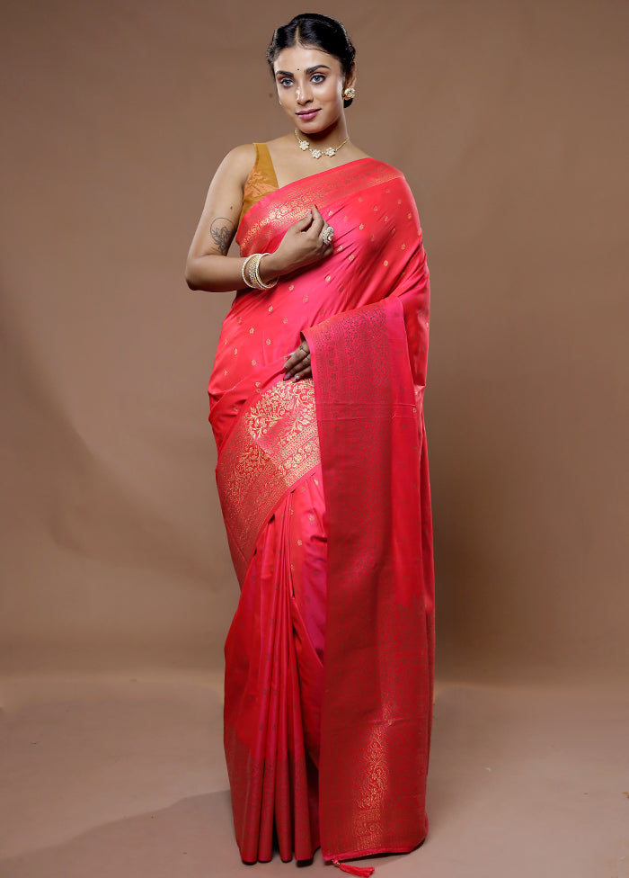 Pink Dupion Silk Saree With Blouse Piece - Indian Silk House Agencies