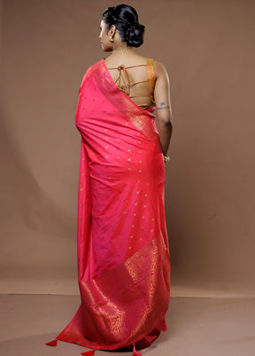 Pink Dupion Silk Saree With Blouse Piece - Indian Silk House Agencies