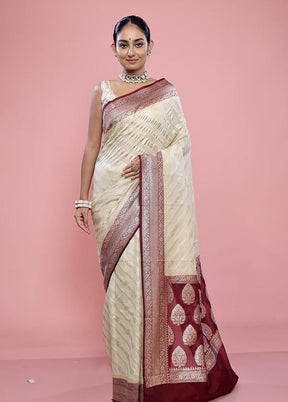 Cream Georgette Saree With Blouse Piece - Indian Silk House Agencies