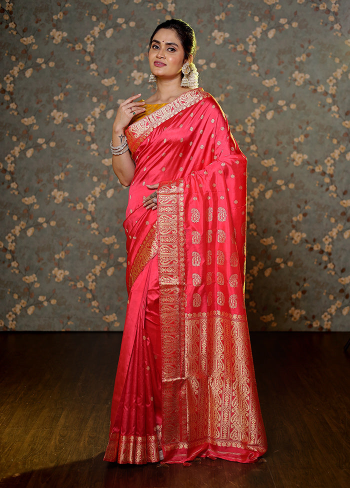 Pink Assam Pure Silk Saree With Blouse Piece - Indian Silk House Agencies