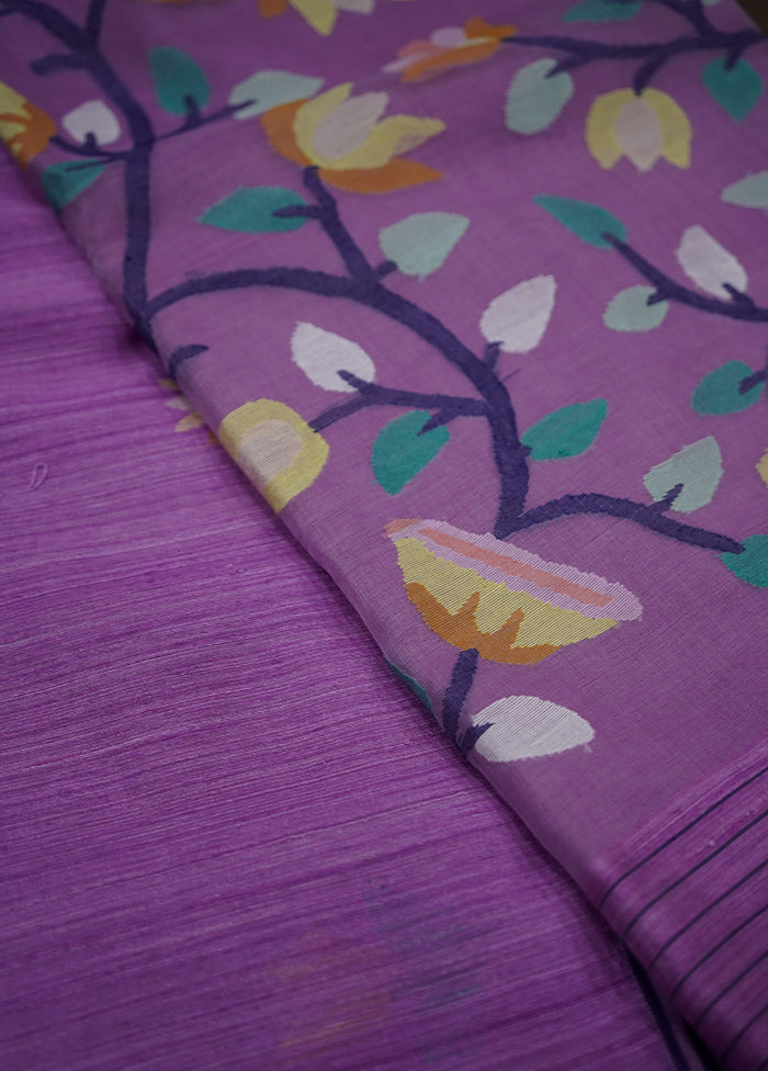 Purple Matka Pure Silk Saree With Blouse Piece - Indian Silk House Agencies