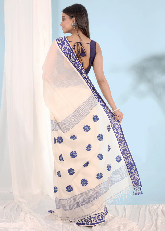 White Matka Silk Saree With Blouse Piece - Indian Silk House Agencies