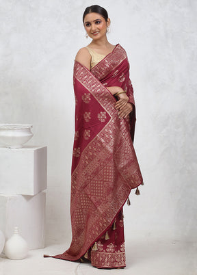 Pink Dupion Silk Saree With Blouse Piece