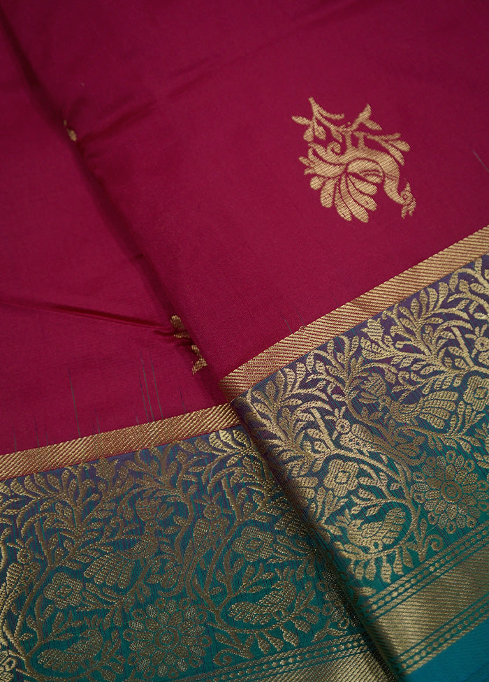 Pink Kanjivaram Pure Silk Saree With Blouse Piece - Indian Silk House Agencies