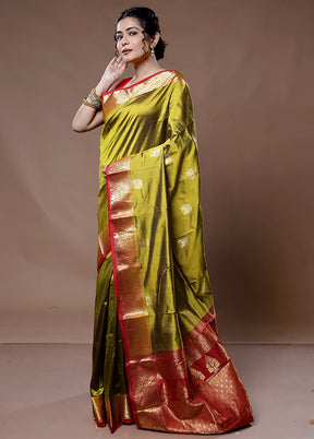 Green Kanjivaram Pure Silk Saree With Blouse Piece - Indian Silk House Agencies