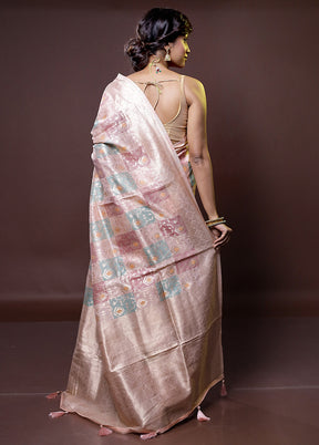 Pink Dupion Silk Saree With Blouse Piece