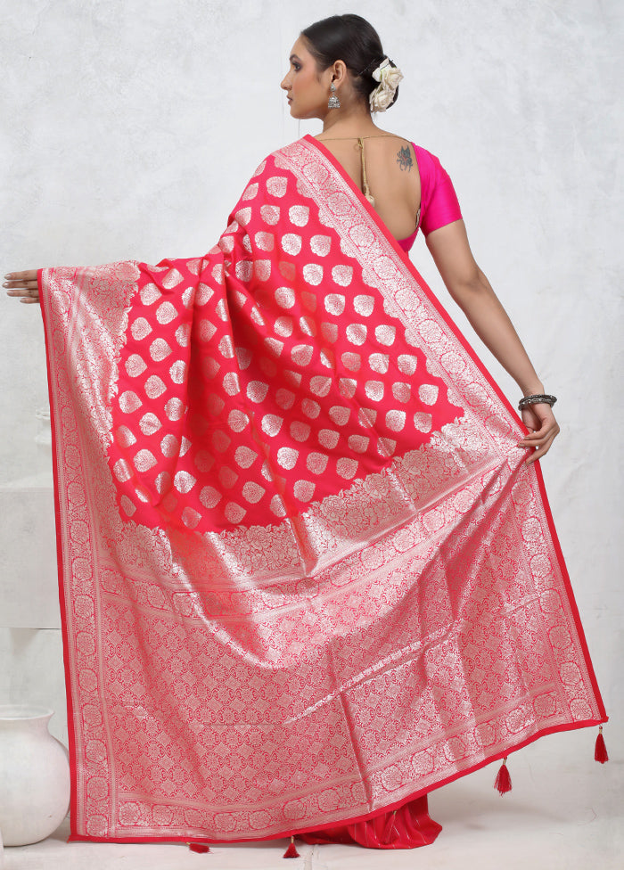 Pink Dupion Silk Saree With Blouse Piece