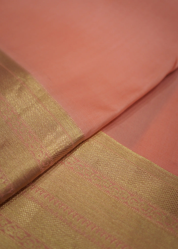 Pink Kanjivaram Pure Silk Saree Without Blouse Piece - Indian Silk House Agencies