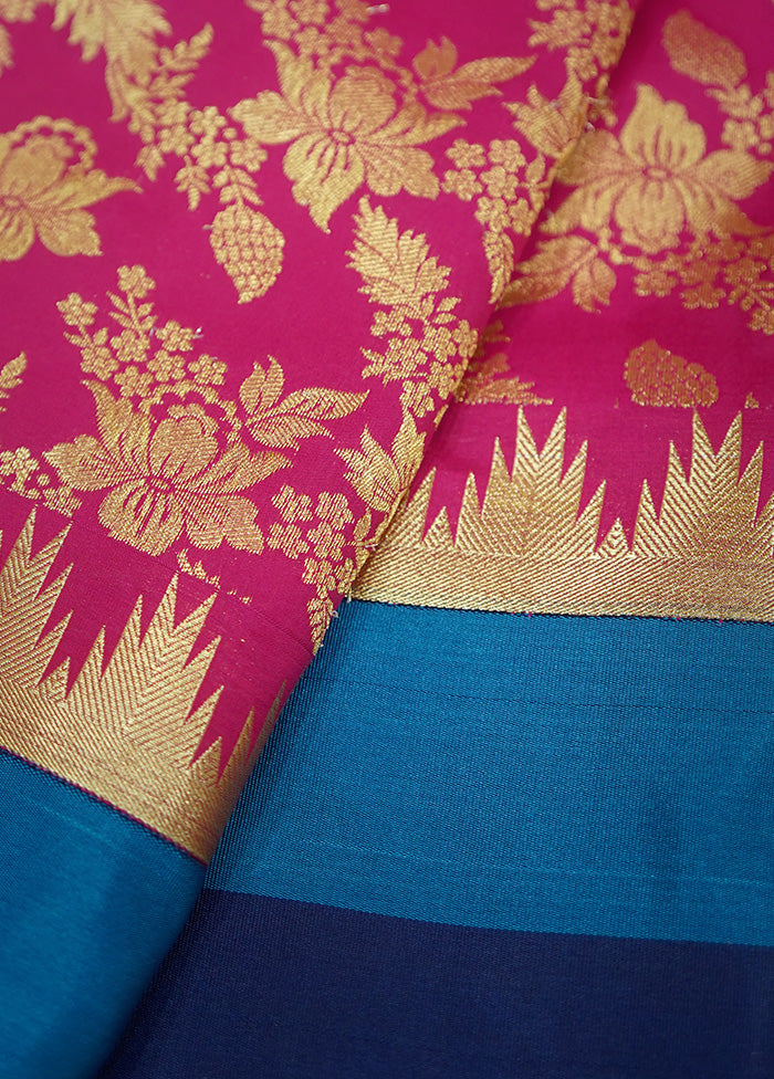 Pink Kanjivaram Silk Saree With Blouse Piece - Indian Silk House Agencies