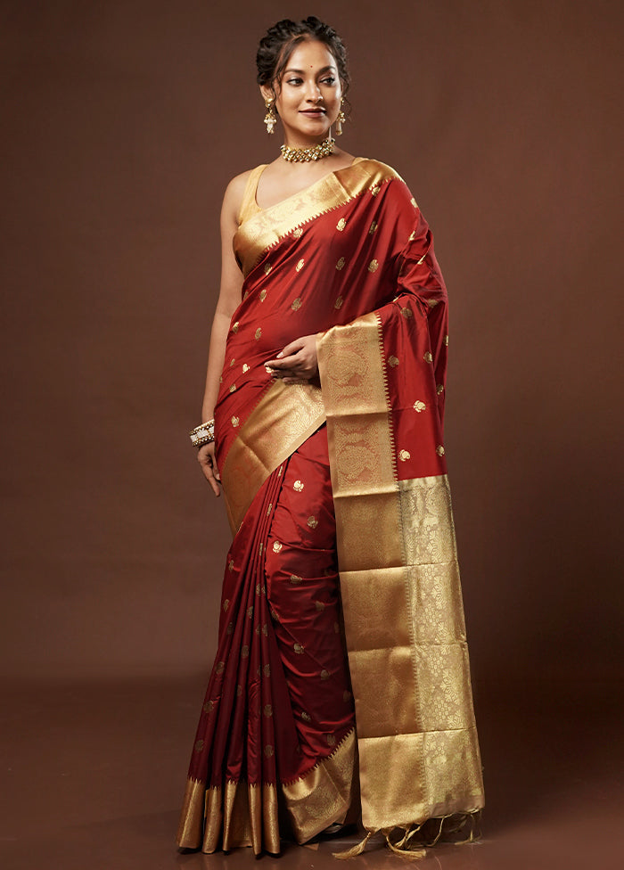 Red Kanjivaram Silk Saree With Blouse Piece - Indian Silk House Agencies