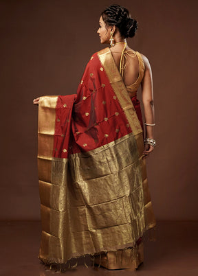 Red Kanjivaram Silk Saree With Blouse Piece - Indian Silk House Agencies