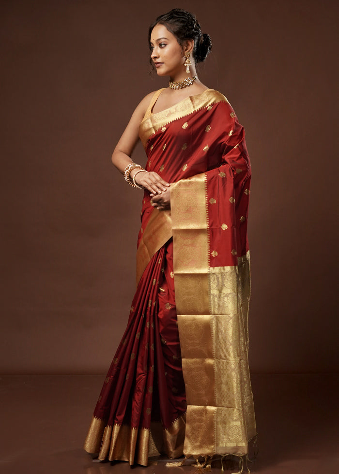 Red Kanjivaram Silk Saree With Blouse Piece - Indian Silk House Agencies