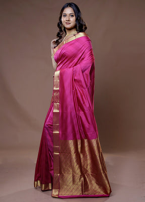 Pink Kanjivaram Silk Saree With Blouse Piece - Indian Silk House Agencies