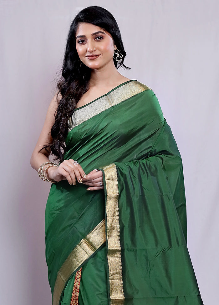 Green Kanjivaram Silk Saree With Blouse Piece - Indian Silk House Agencies