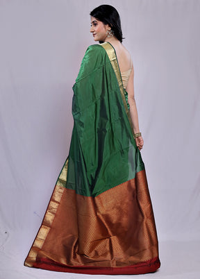 Green Kanjivaram Silk Saree With Blouse Piece - Indian Silk House Agencies