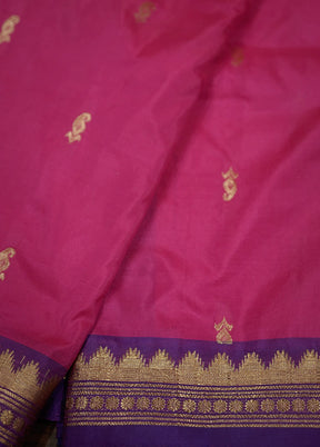 Pink Kanjivaram Silk Saree With Blouse Piece