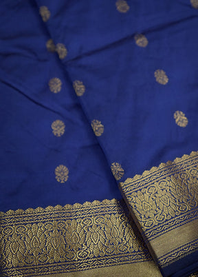 Blue Kanjivaram Silk Saree With Blouse Piece