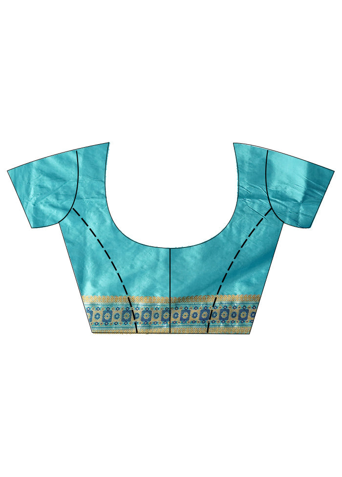 Blue Assam Pure Silk Saree With Blouse Piece - Indian Silk House Agencies