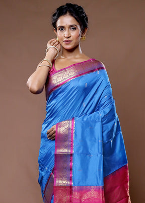 Pink Kanjivaram Silk Saree With Blouse Piece