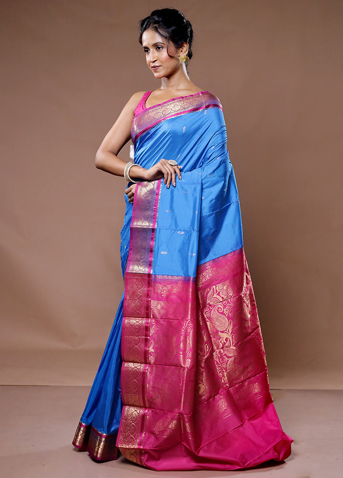 Pink Kanjivaram Silk Saree With Blouse Piece