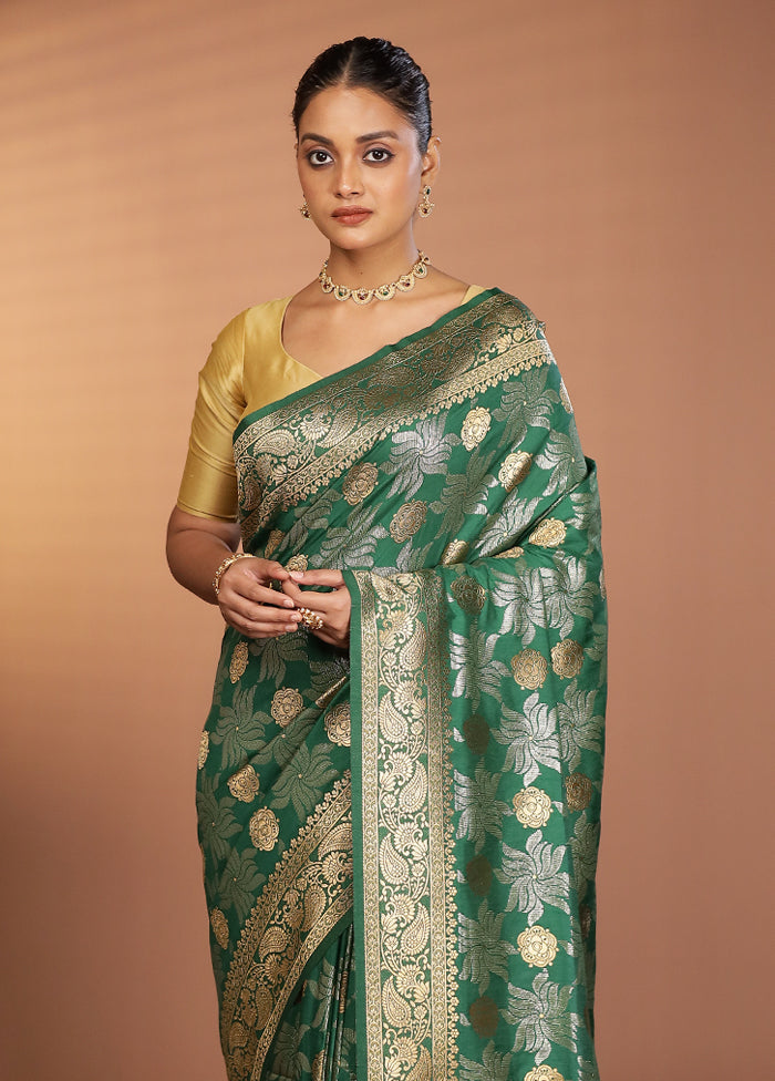 Green Dupion Silk Saree With Blouse Piece