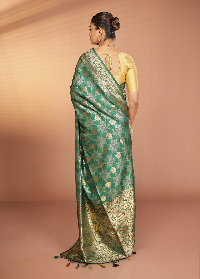 Green Dupion Silk Saree With Blouse Piece