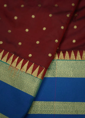 Maroon Kanjivaram Silk Saree With Blouse Piece - Indian Silk House Agencies