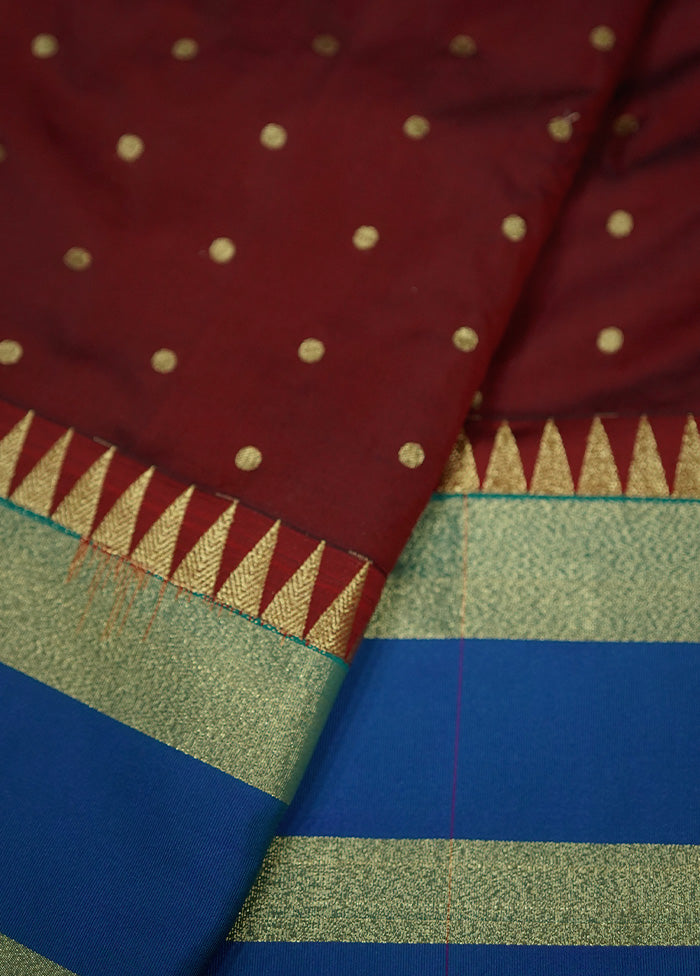 Maroon Kanjivaram Silk Saree With Blouse Piece