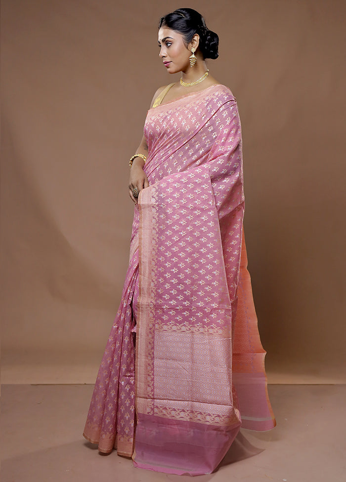 Pink Pure Cotton Saree With Blouse Piece