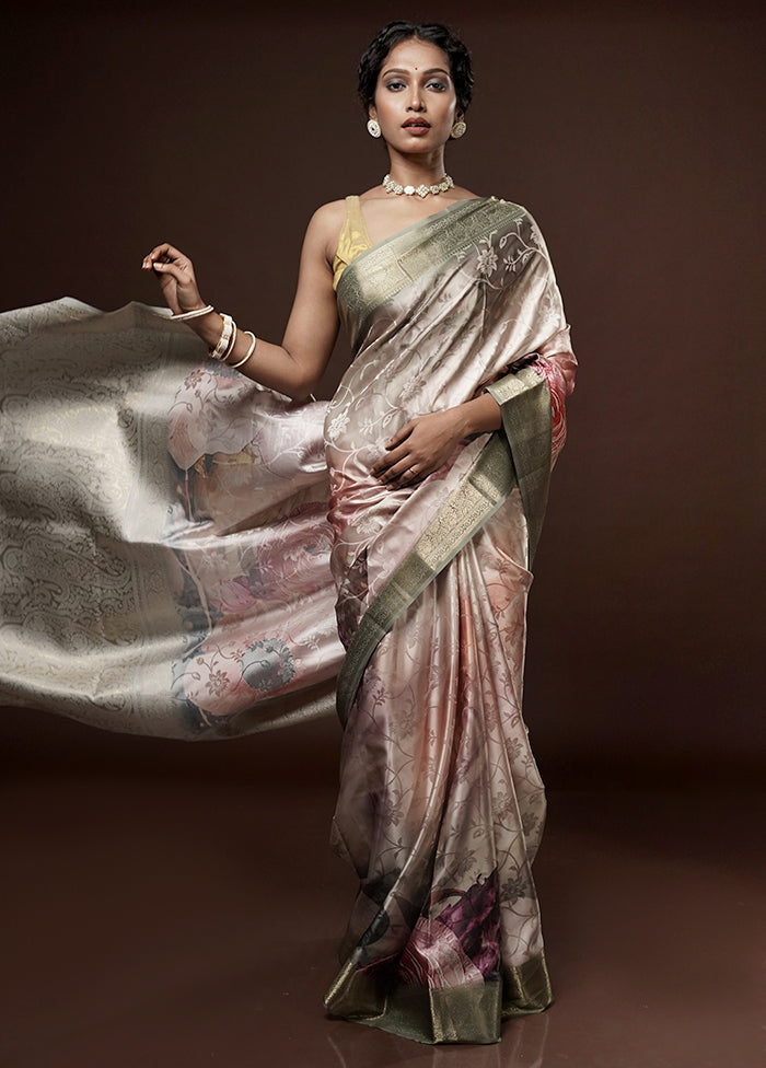 Pink Dupion Silk Saree With Blouse Piece