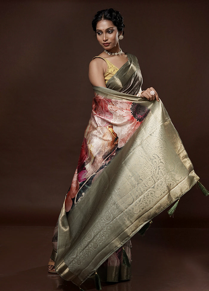 Pink Dupion Silk Saree With Blouse Piece