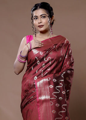 Maroon Uppada Silk Saree With Blouse Piece - Indian Silk House Agencies