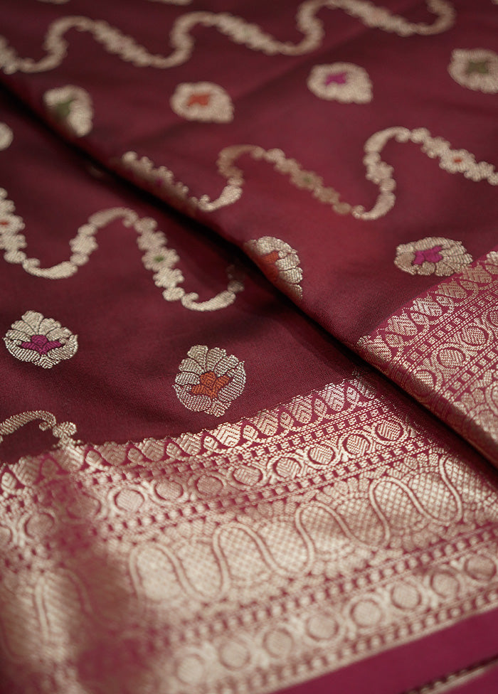 Maroon Uppada Silk Saree With Blouse Piece - Indian Silk House Agencies