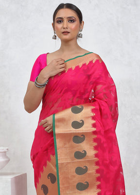 Pink Kora Silk Saree With Blouse Piece - Indian Silk House Agencies