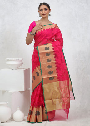 Pink Kora Silk Saree With Blouse Piece - Indian Silk House Agencies