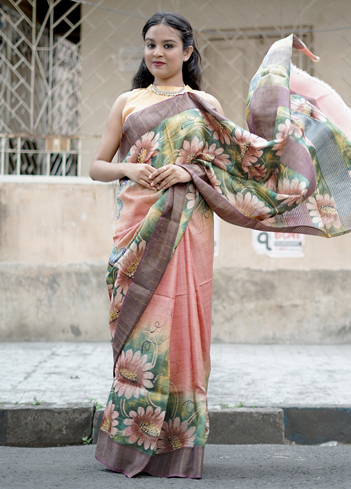 Yellow Tussar Silk Saree With Blouse Piece - Indian Silk House Agencies