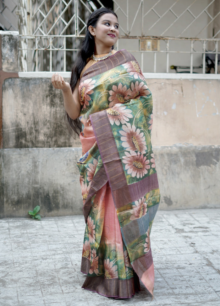 Yellow Tussar Silk Saree With Blouse Piece - Indian Silk House Agencies