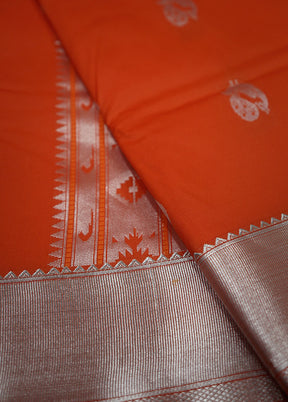 Orange Kanjivaram Silk Saree With Blouse Piece - Indian Silk House Agencies