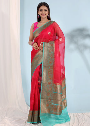 Red Kora Pure Silk Saree With Blouse Piece