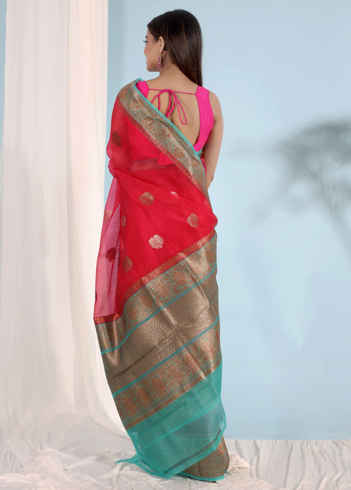 Red Kora Pure Silk Saree With Blouse Piece - Indian Silk House Agencies