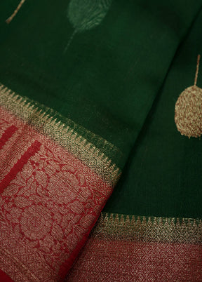 Green Kora Pure Silk Saree With Blouse Piece - Indian Silk House Agencies