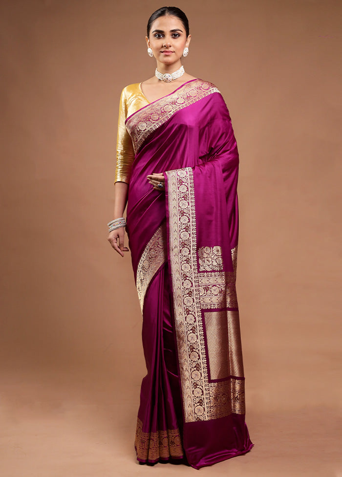 Pink Handloom Katan Pure Silk Saree With Blouse Piece