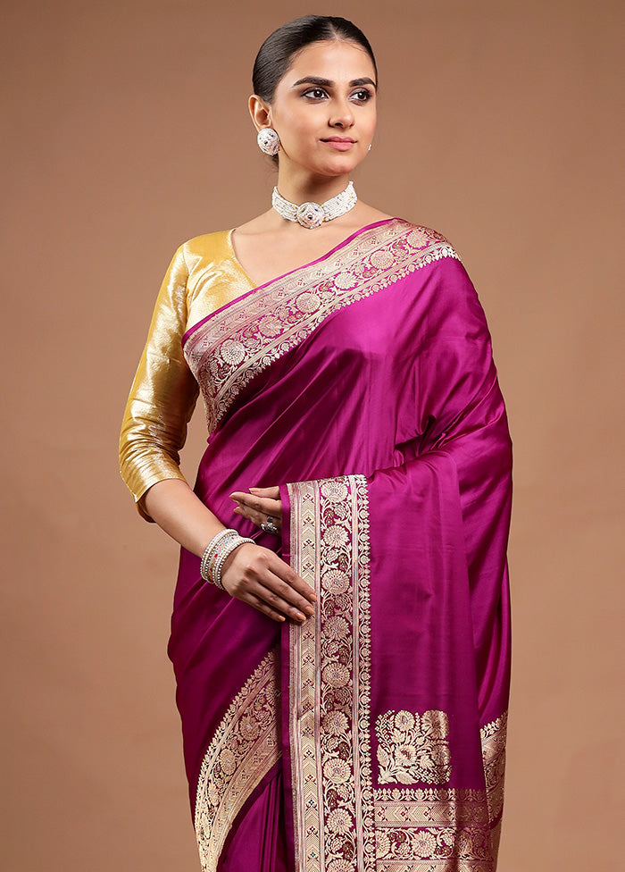 Pink Handloom Katan Pure Silk Saree With Blouse Piece