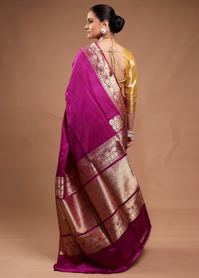 Pink Handloom Katan Pure Silk Saree With Blouse Piece