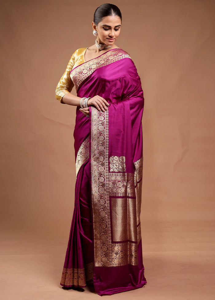 Pink Handloom Katan Pure Silk Saree With Blouse Piece