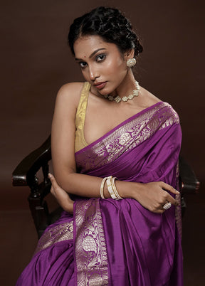 Purple Cotton Saree With Blouse Piece - Indian Silk House Agencies